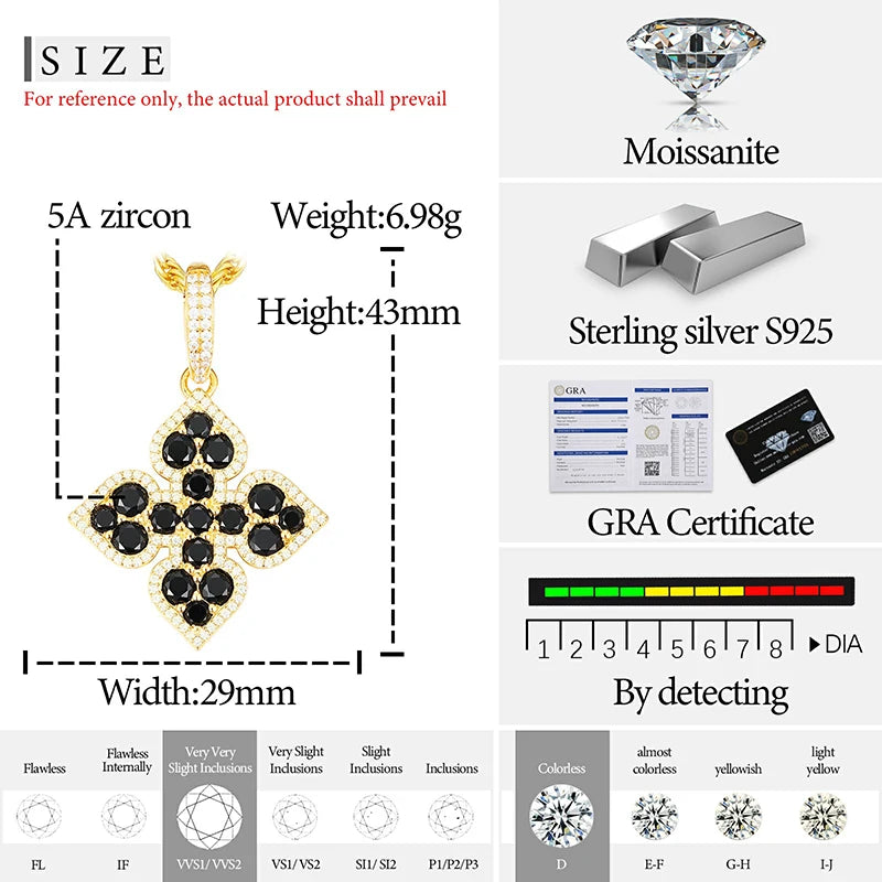 S925 Moissanite Clover Diamond Pendant - Icedgame & Co