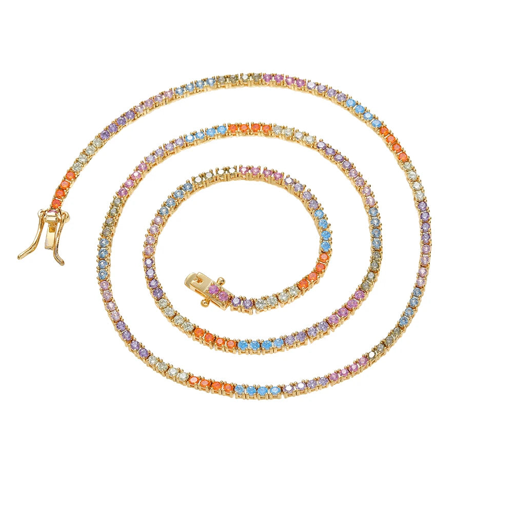 Multicolor Tennis Necklace - 2mm