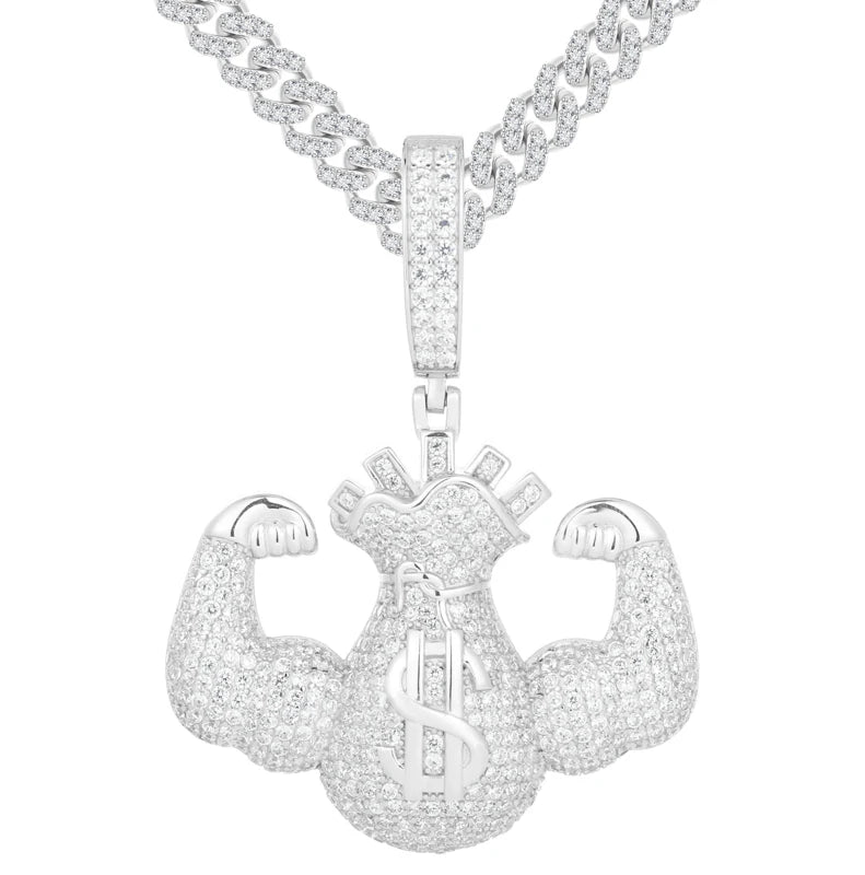 S925 Moissanite Diamond Money Muscle Pendant