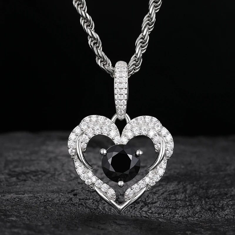 Diamond Heart Center Black-Gemstone