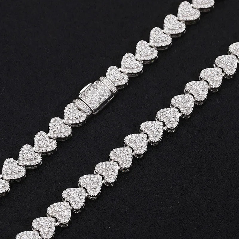 Moissanite Layered-Heart Link Chain Necklace