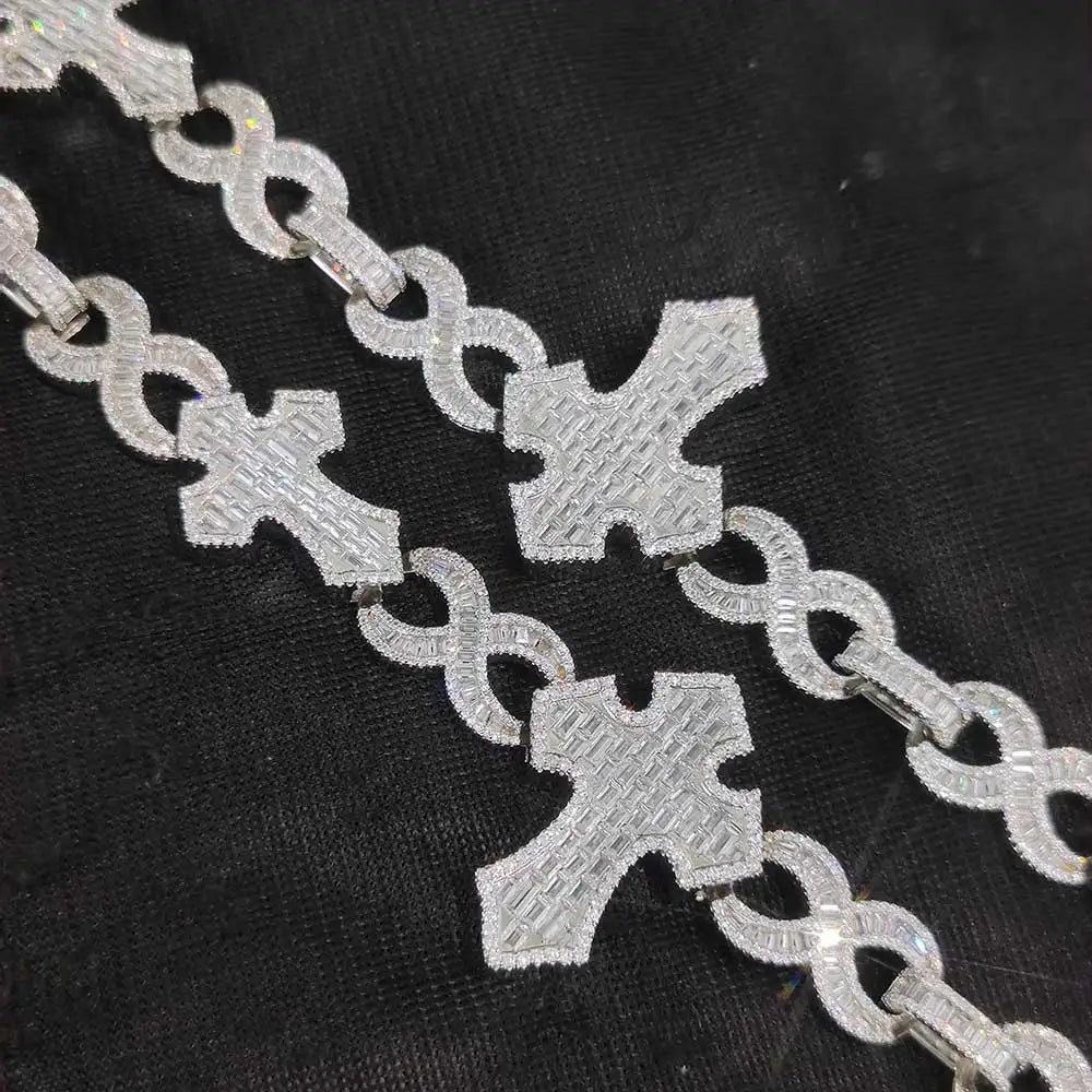 Infinity Baguette Cross Diamond Link Chain
