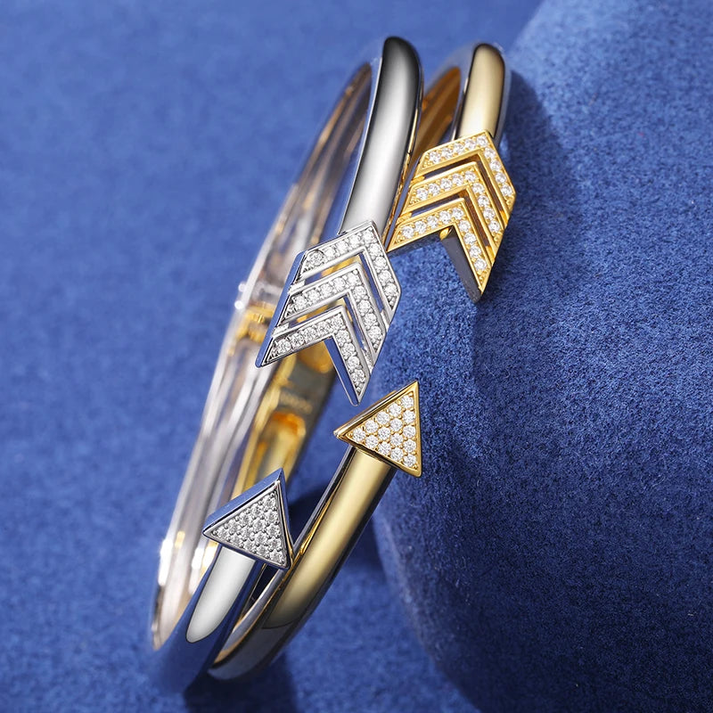 New S925 VVS Moissanite Premium Arrow Sterling Silver Men Cuff Bracelet
