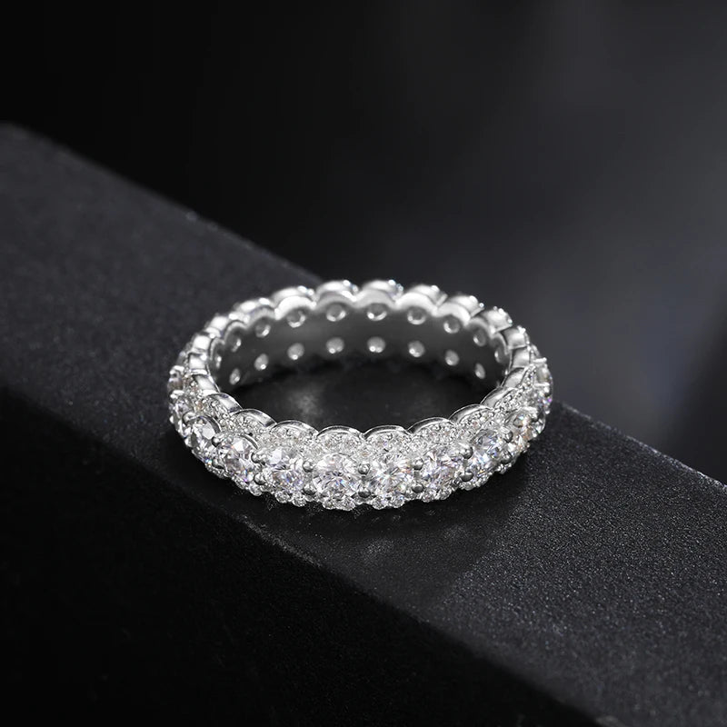 S925 Moissanite Round Clustered Diamond Ring - Icedgame & Co