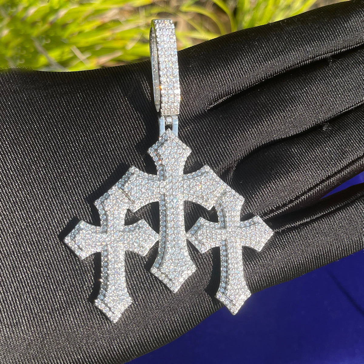 TRIPLE BAGUETTE CROSS PENDANT