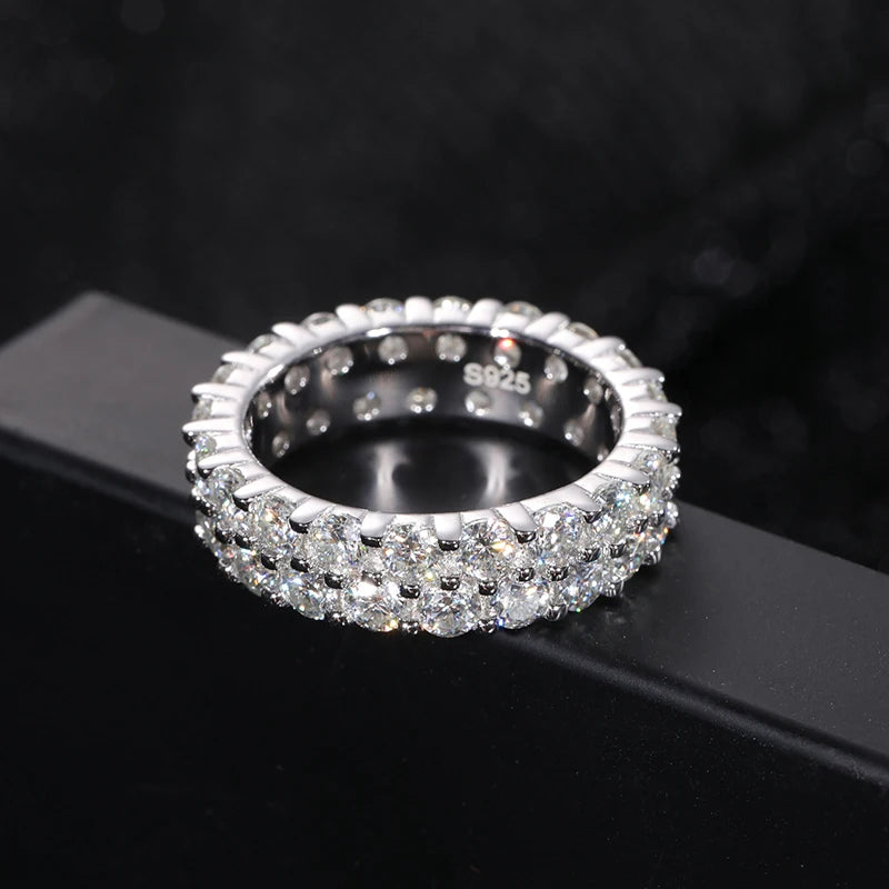 S925 2 Rows Moissanite Eternity Band Ring