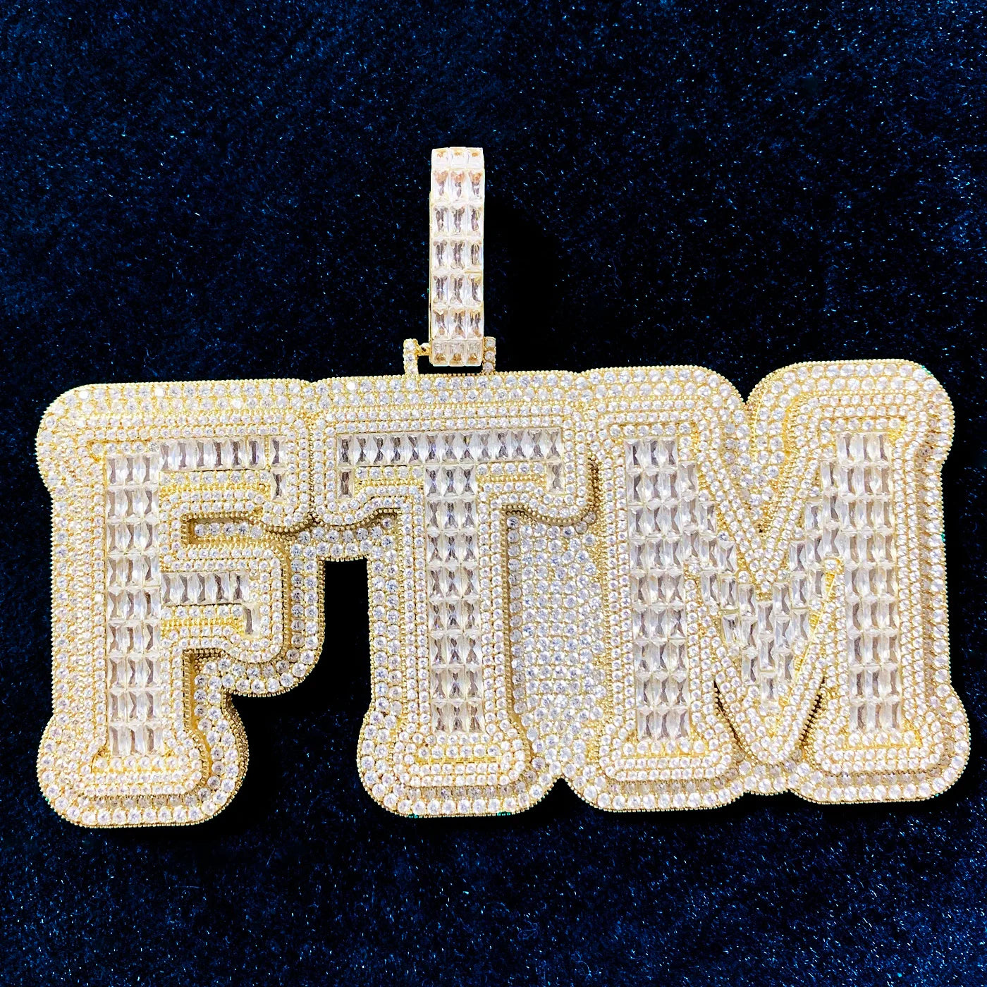 Baguette Layered Custom Bold Letter Pendant - Icedgame & Co