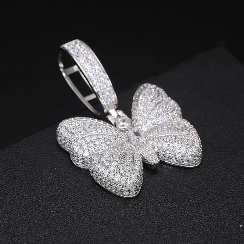 S925 Moissanite Butterfly Pave Diamond Pendant - Icedgame & Co