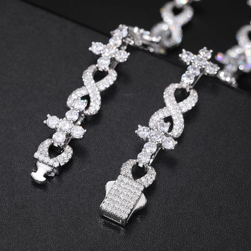 S925 Moissanite Infinity Tennis Cross Link Necklace - 10mm - Icedgame & Co