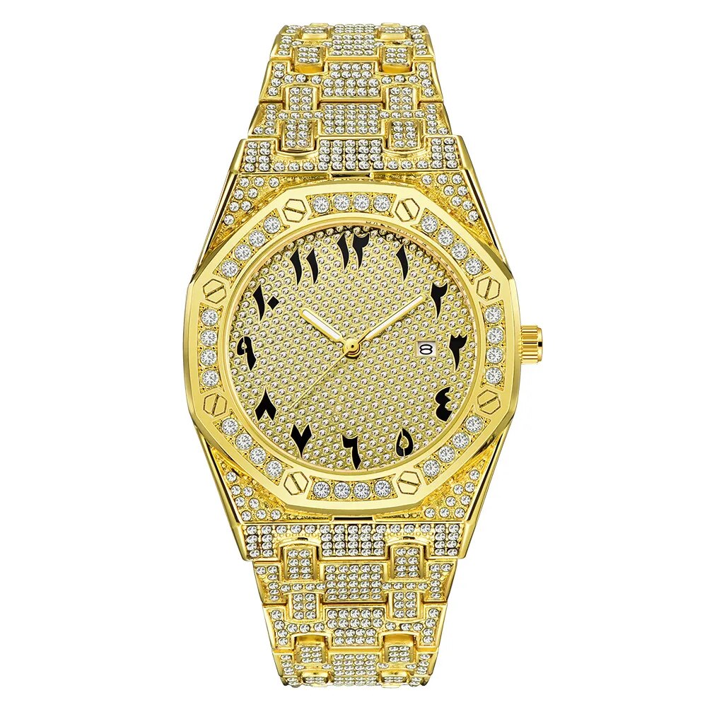 BUST DOWN ARABIC NUMERALS ICED OUT DIAMOND WATCH