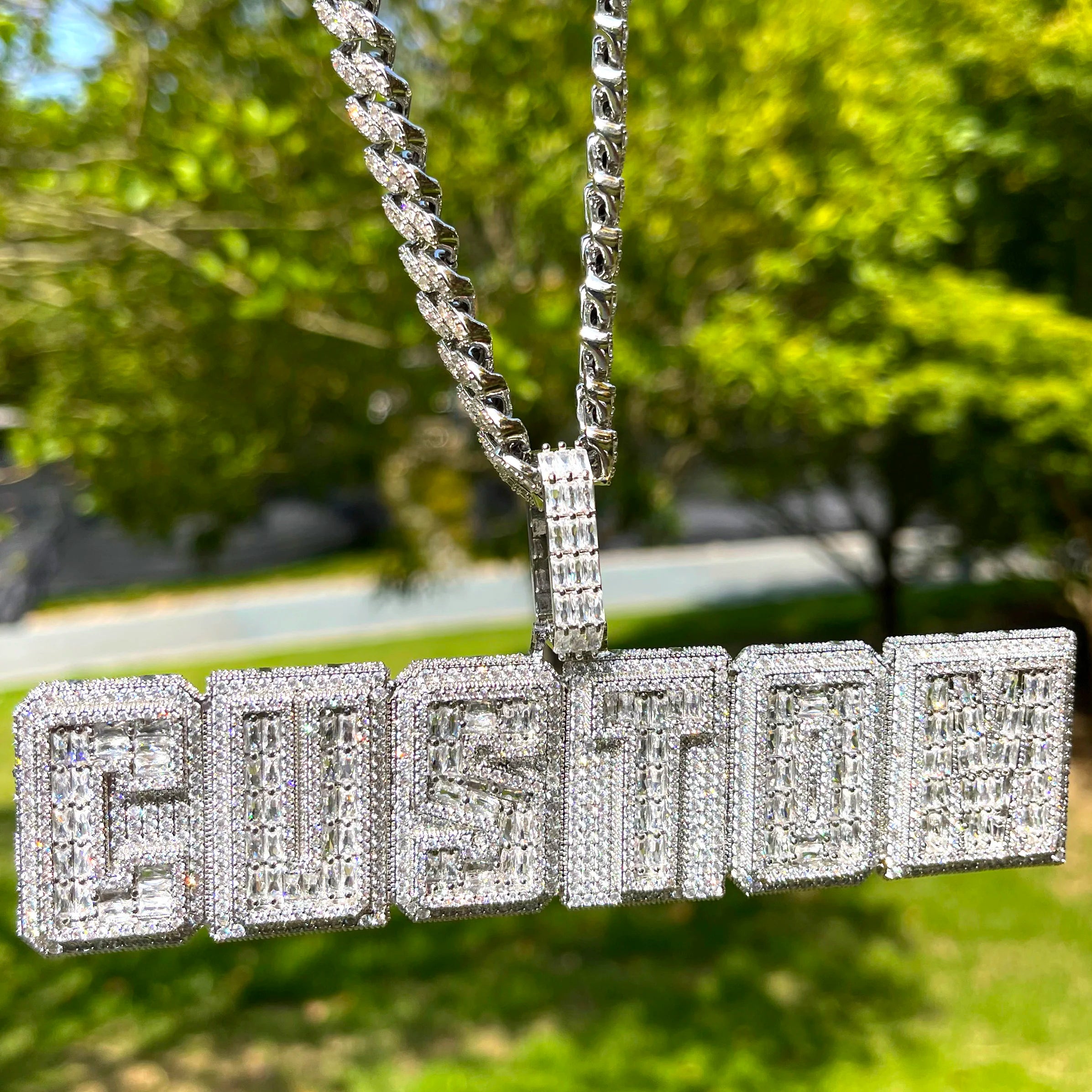 Custom Blocky University Letter Font Pendant - Icedgame & Co