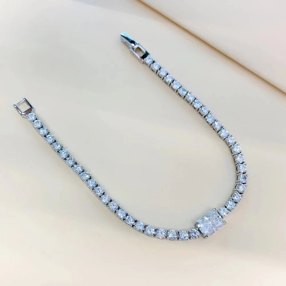 Gemstone Diamond Stone Radiant Cut Diamond Tennis Bracelet