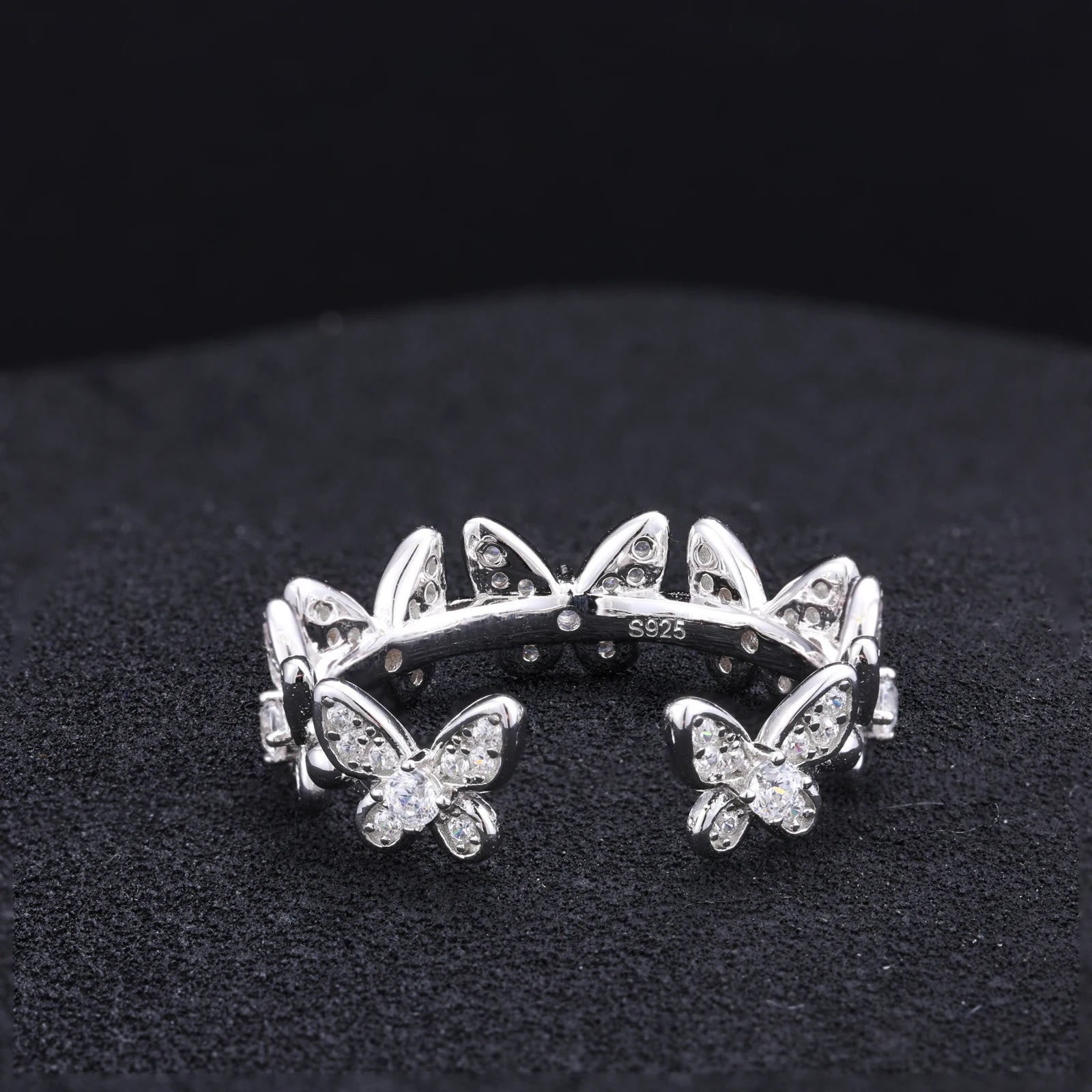 S925 Moissanite Open Cuff Butterfly Diamond Ring - Icedgame & Co