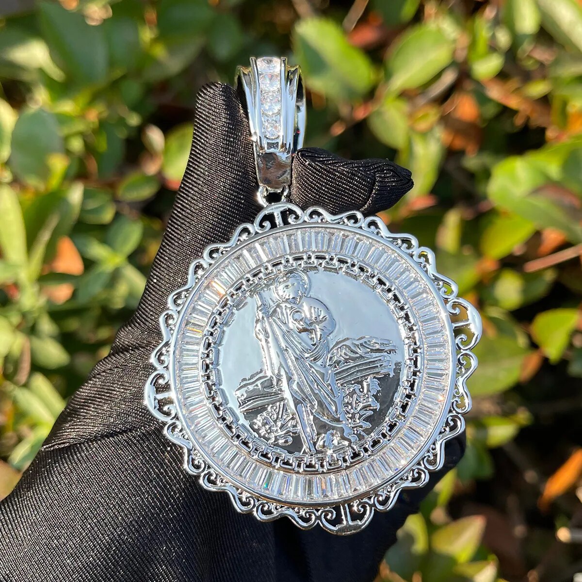 Iced Baguette San Judas Pendant