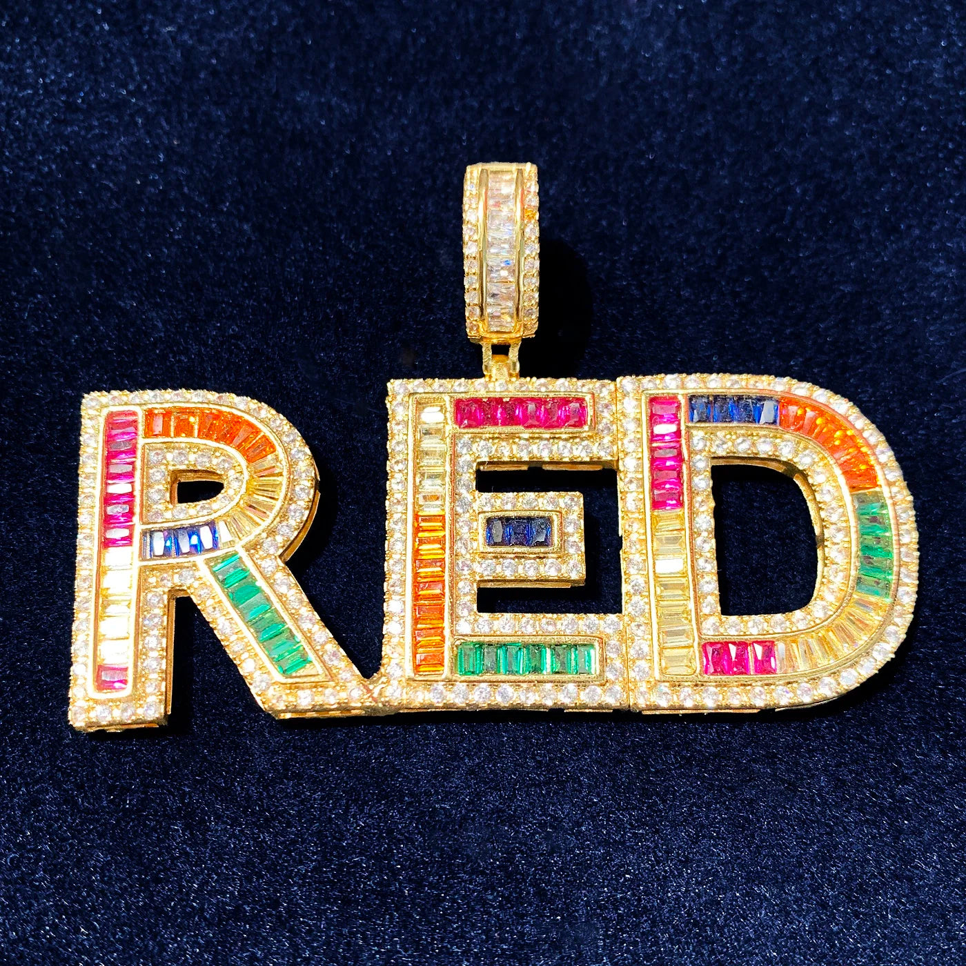 Colored Baguette Letter Pendant - Icedgame & Co