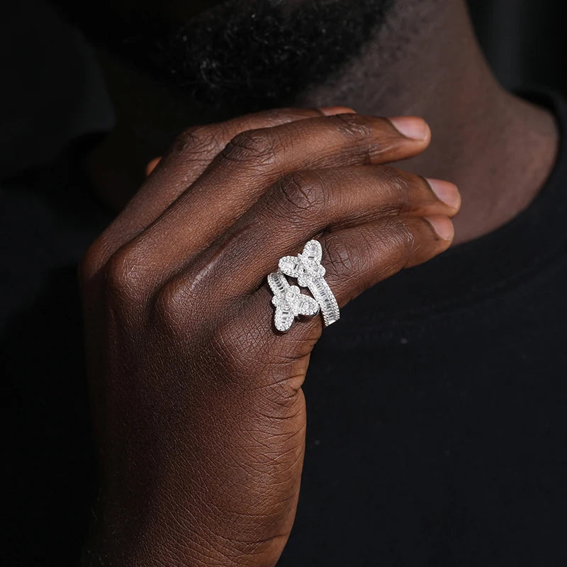 S925 Moissanite Baguette Butterfly Diamond Ring
