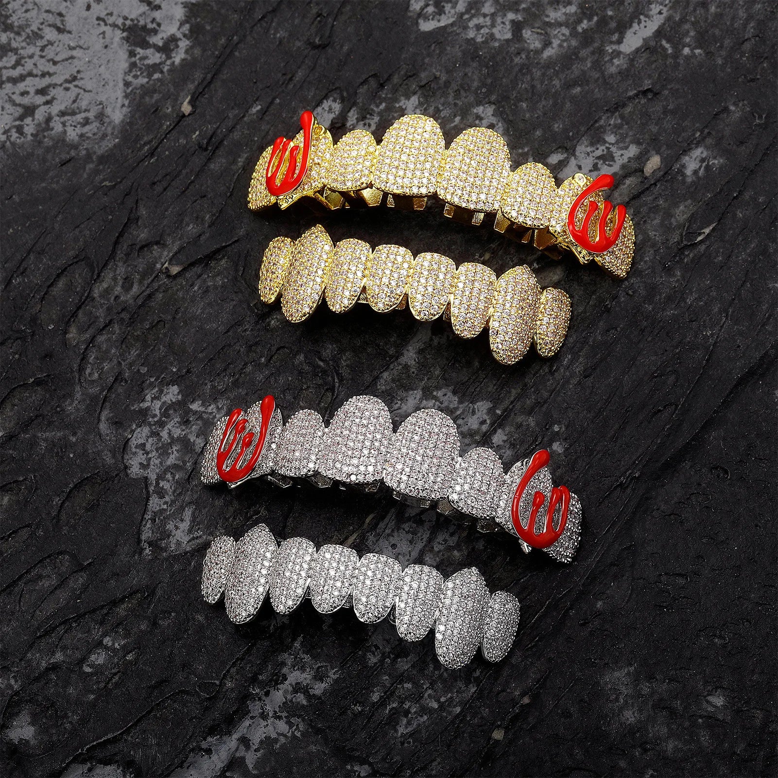 Iced Out Enamel Flame Grillz