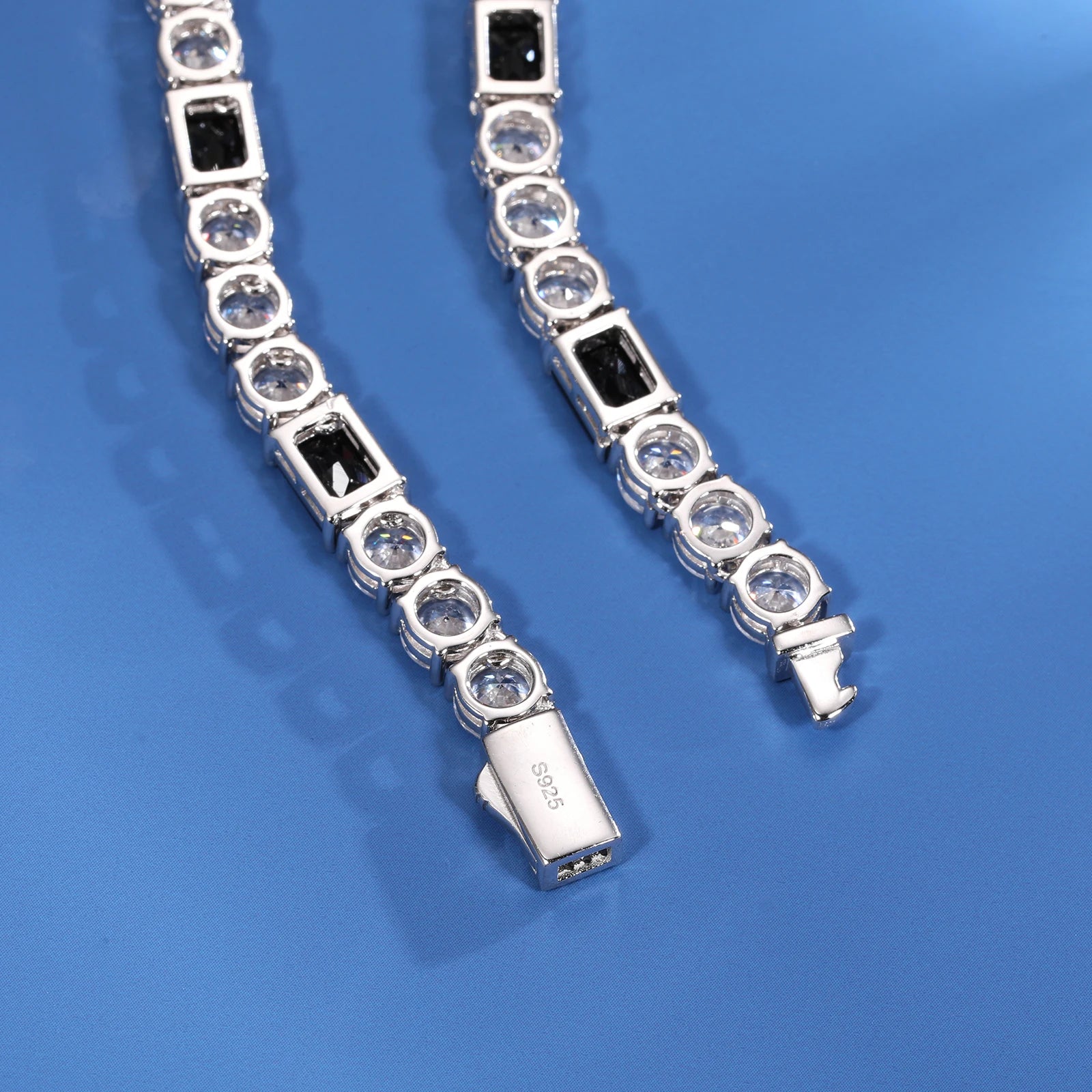 S925 Moissanite Tennis Black Center Gemstone Diamond Necklace - 6mm