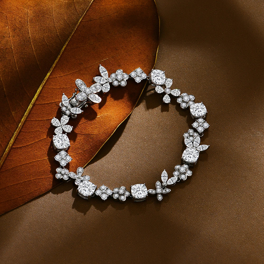 Women's S925 Moissanite Diamond Flower Bracelet