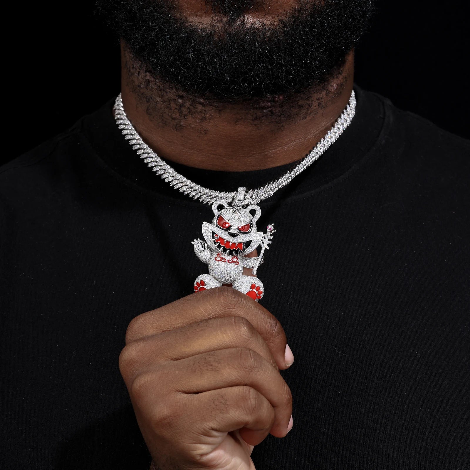 S925 Moissanite Wizard Violent Bear Pendant - Icedgame & Co