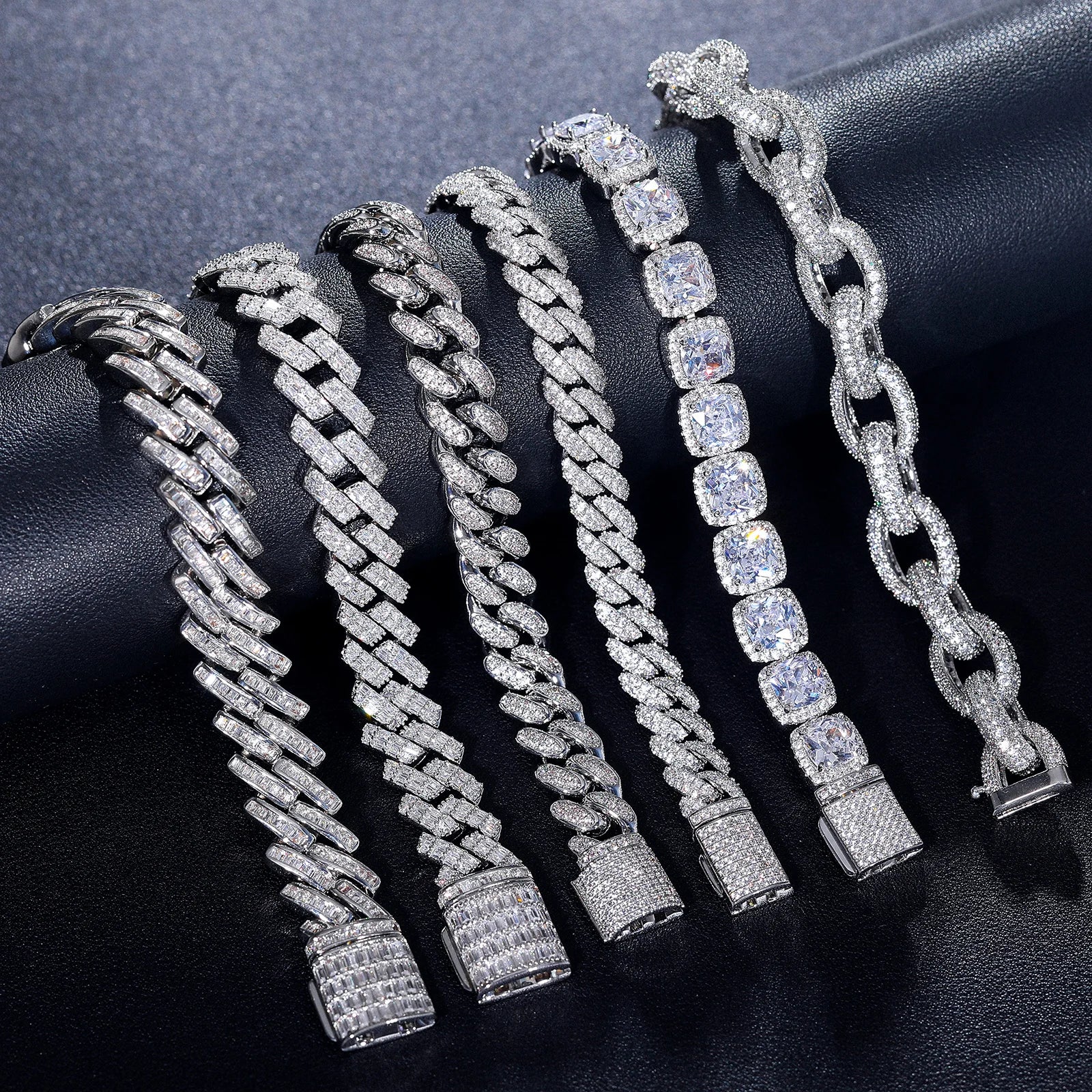 Moissanite Baguette Diamond Prong Cuban Link Bracelet- 14MM