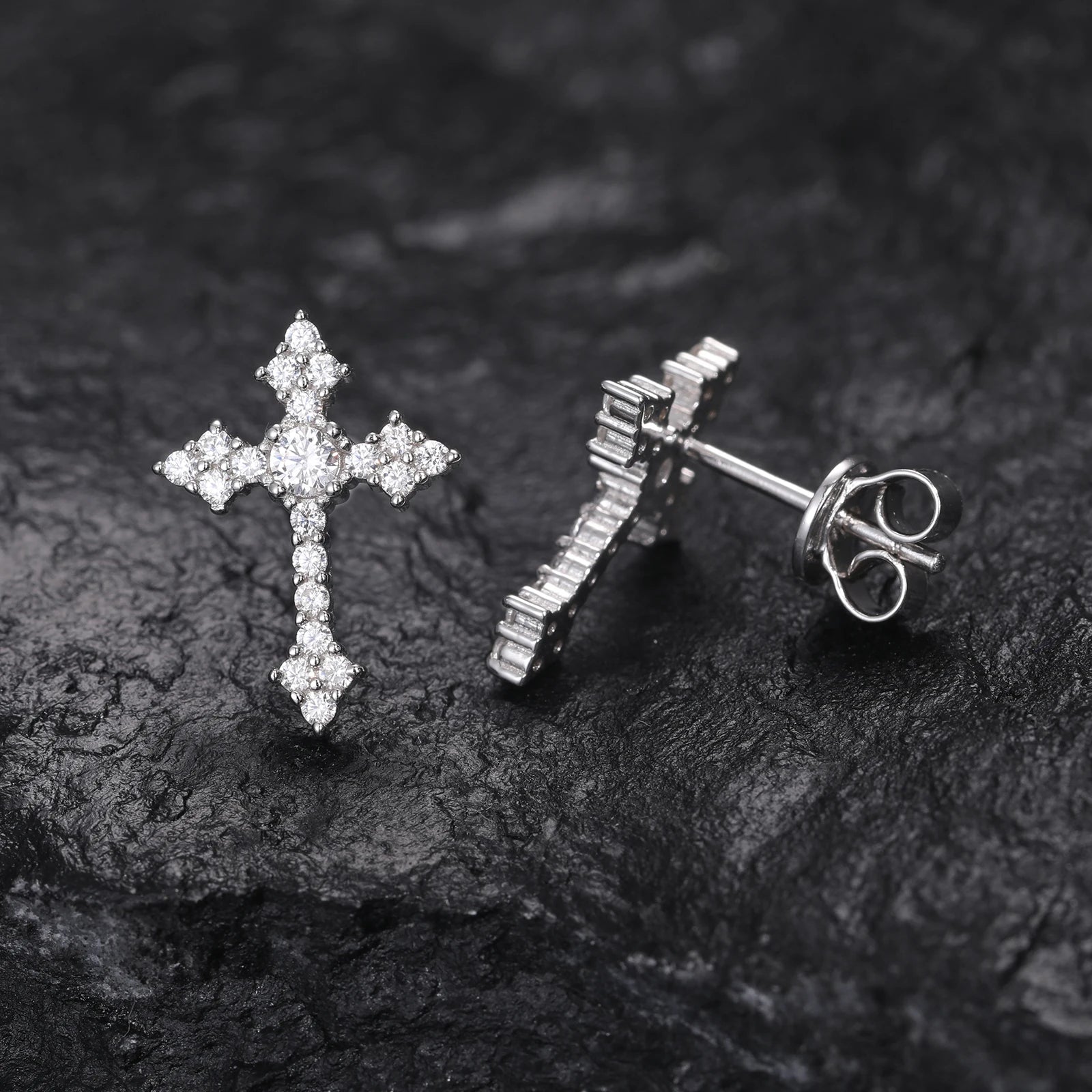 S925 Moissanite Dripping Cross Stud Earrings - Icedgame & Co