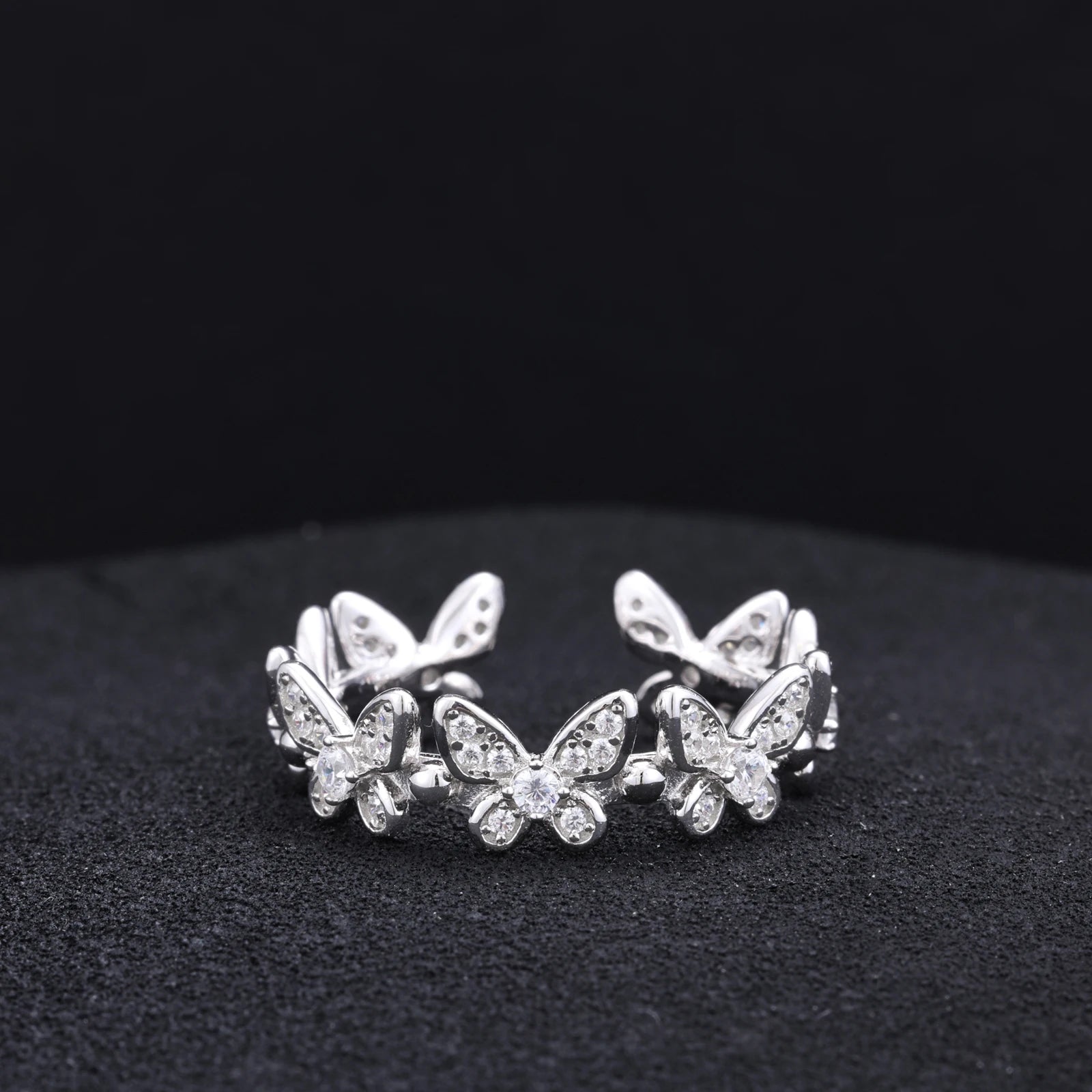 S925 Moissanite Open Cuff Butterfly Diamond Ring - Icedgame & Co