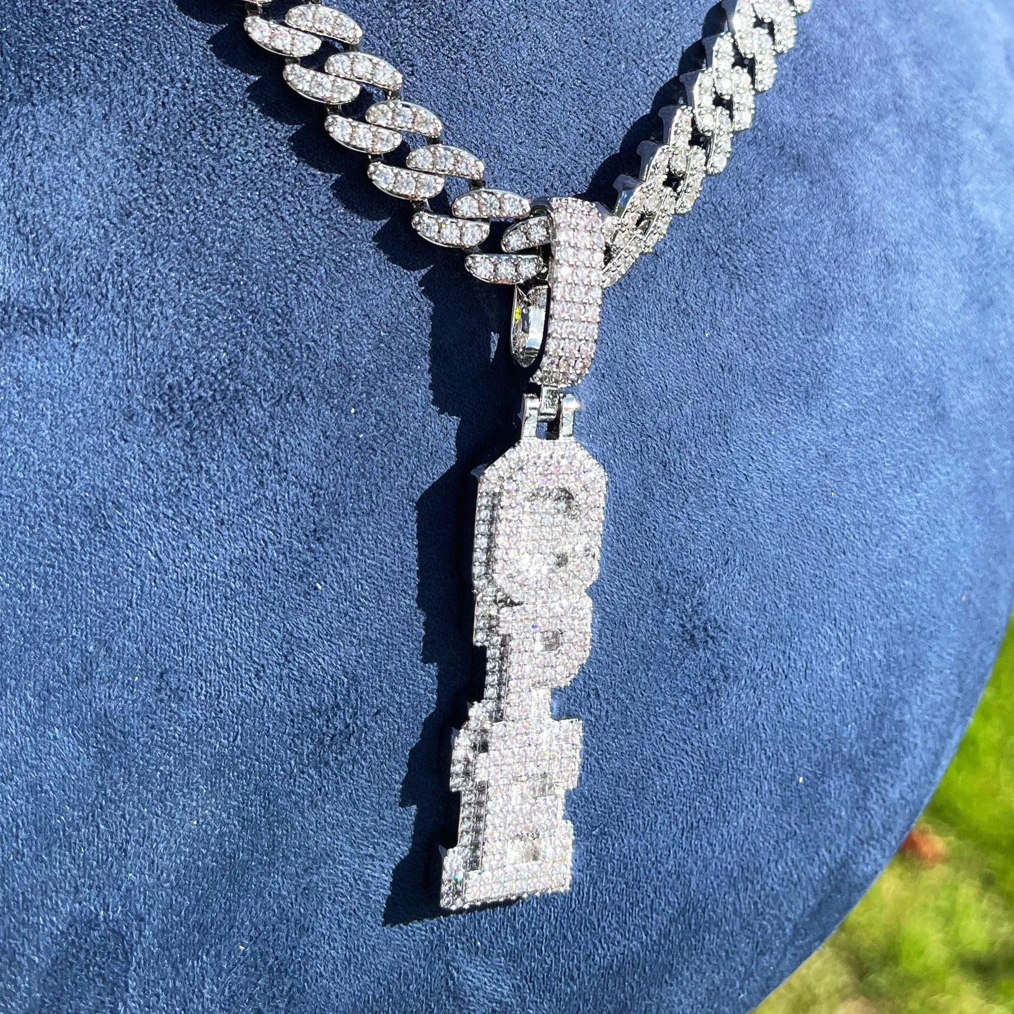 Iced Out Custom Vertical University Letter Pendant - Icedgame & Co