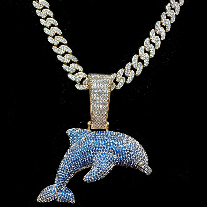Iced Out Dolphin Diamond Pendant