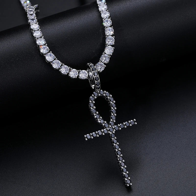 S925 Moissanite Diamond Ankh Cross Pendant