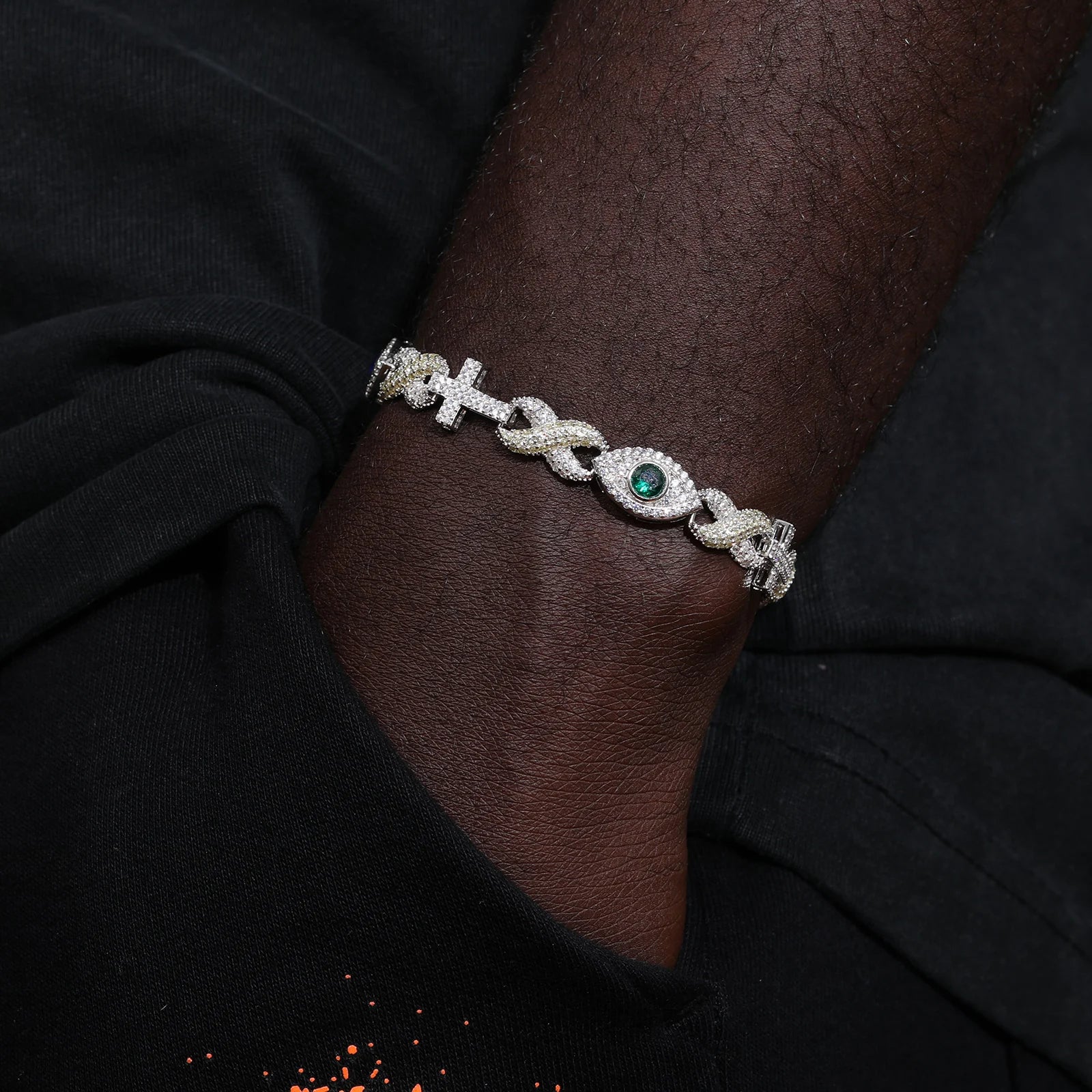 S925 Moissanite Infinity Cross Eye Link Bracelet