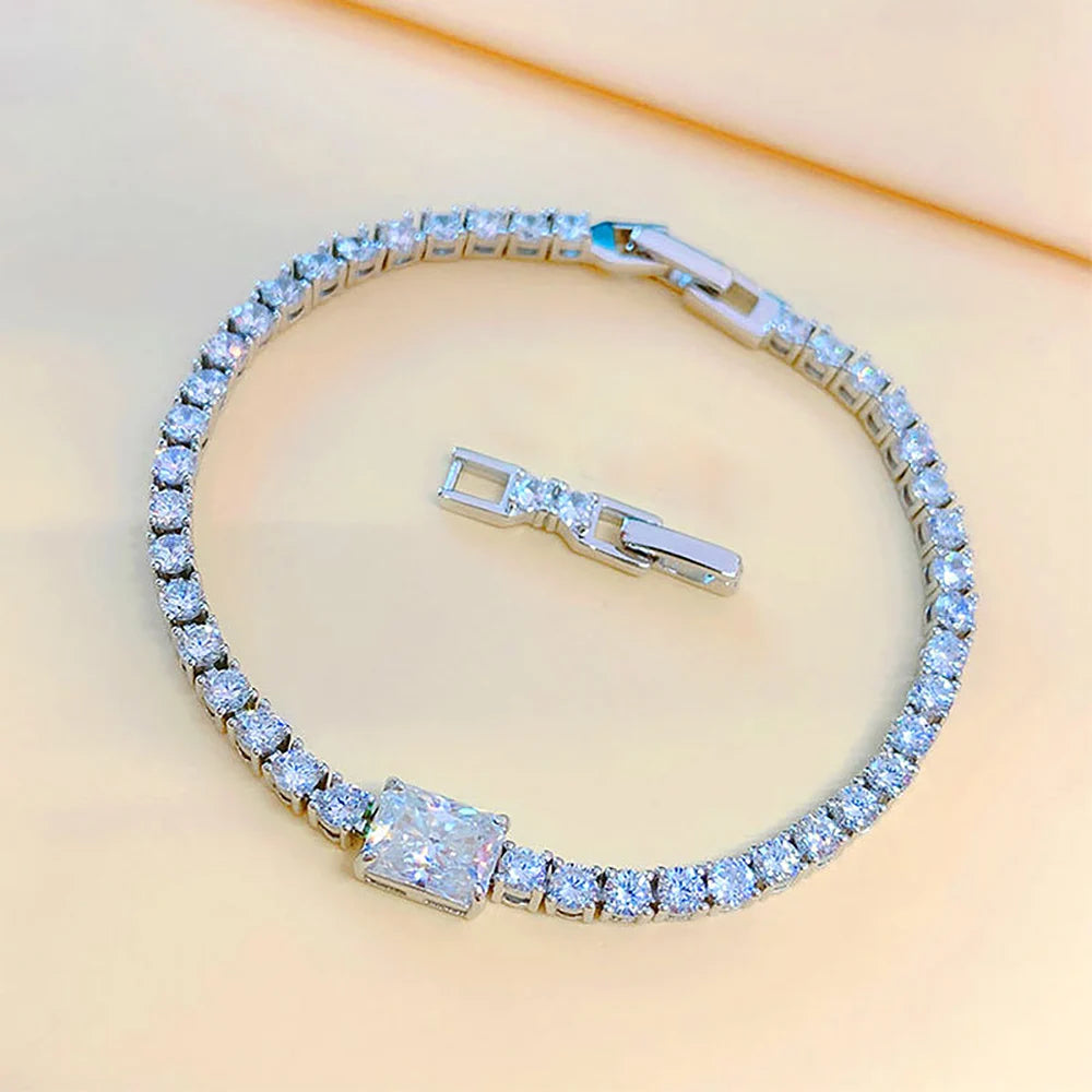 Gemstone Diamond Stone Radiant Cut Diamond Tennis Bracelet