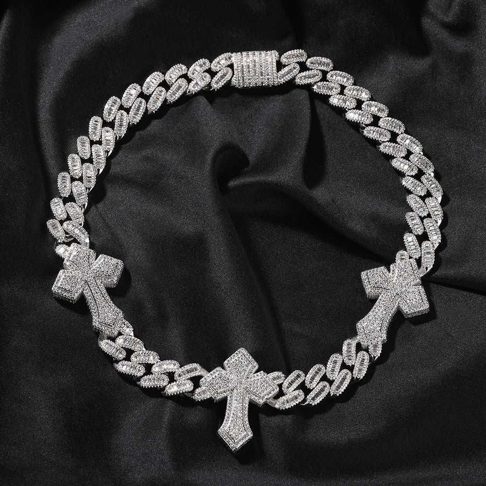 Baguette Cuban Cross Link Necklace