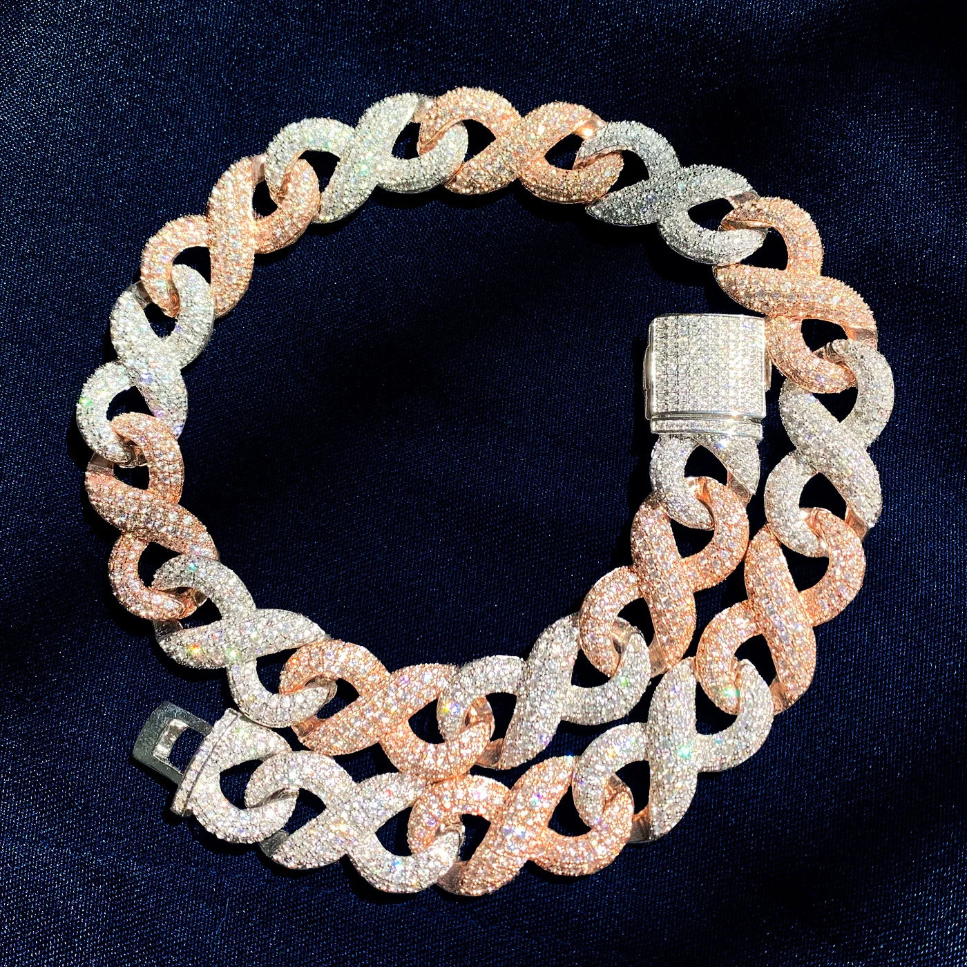 TWO-TONE ROSE GOLD INFINITY CUBAN LINK CHAIN NECKLACE - 15MM