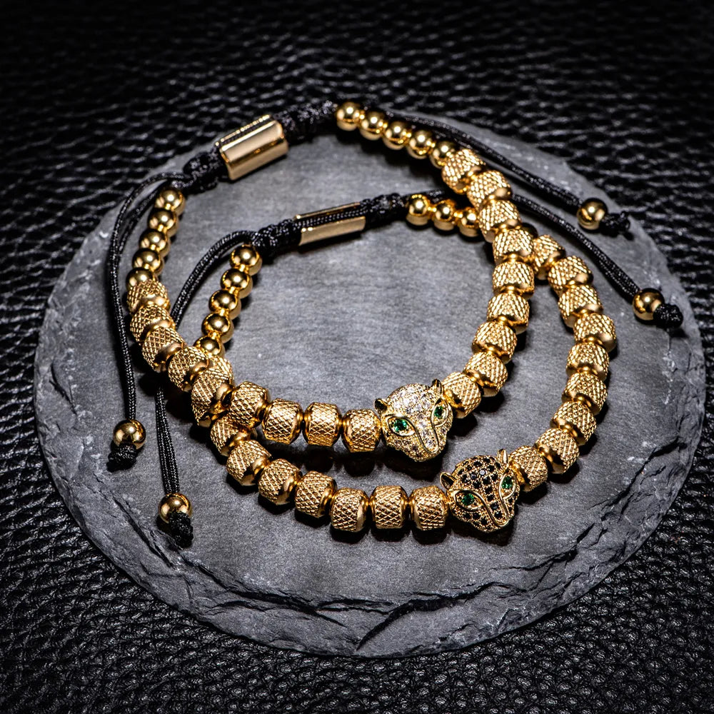 3pcs/set Classical Handmade Braiding & Leopard Deluxe Bracelet