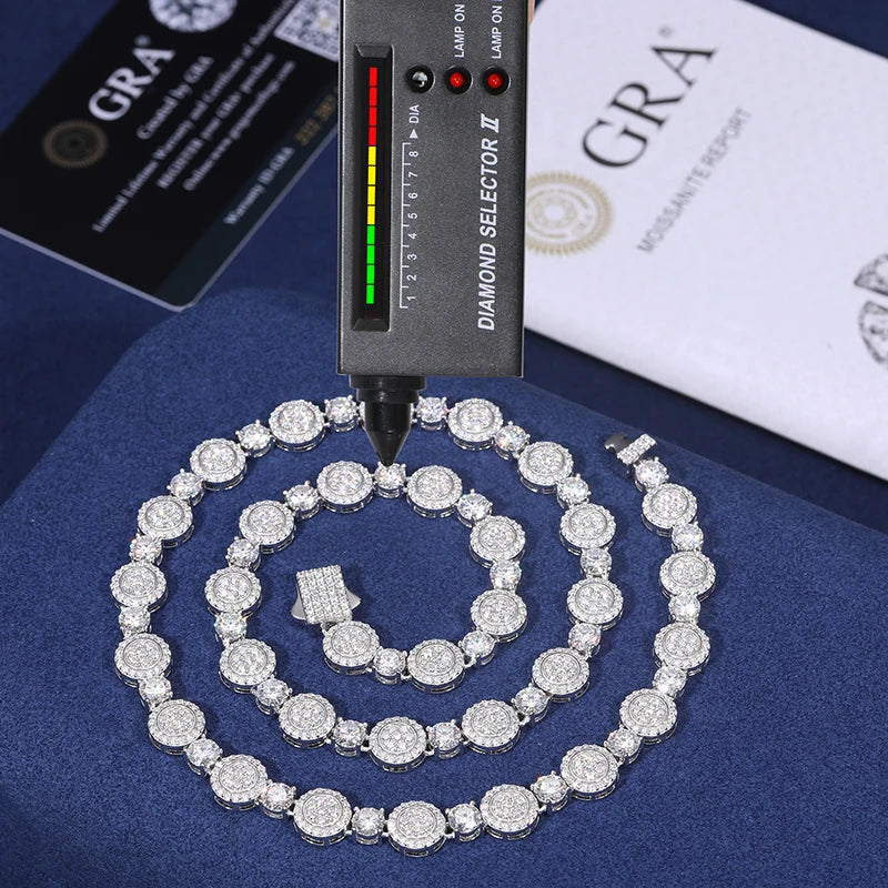 S925 Moissanite Alternating Round Halo Diamond Necklace - Icedgame & Co