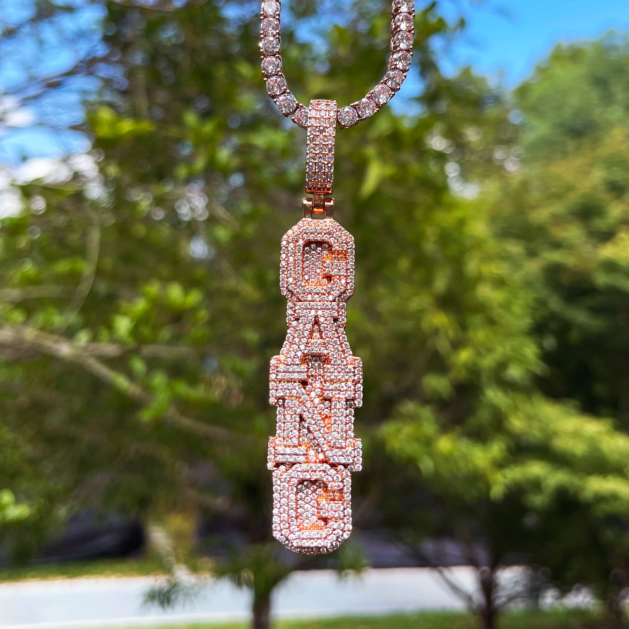 Iced Out Custom Vertical University Letter Pendant - Icedgame & Co