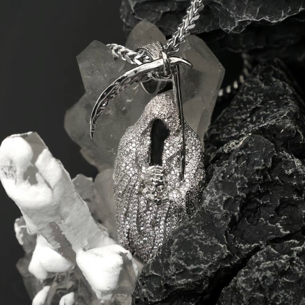 Iced Out Grim Reaper Pendant Pendant Necklace