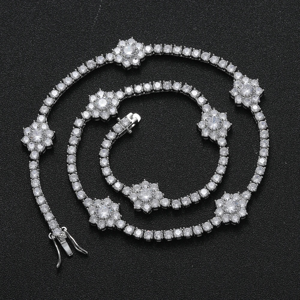 Daisy Flower Tennis Necklace - 3mm