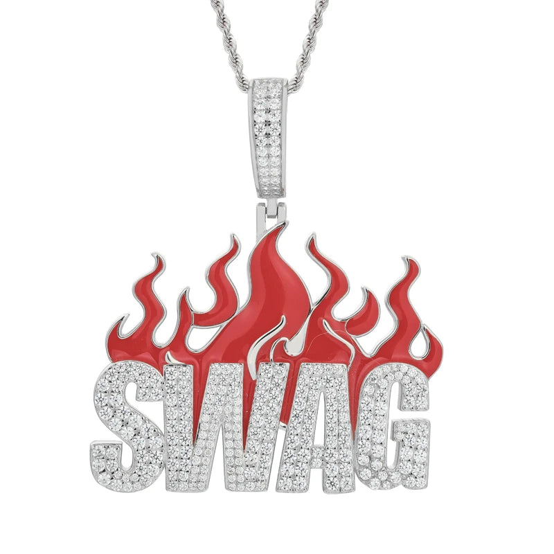 S925 Moissanite Diamond Fire SWAG Pendant