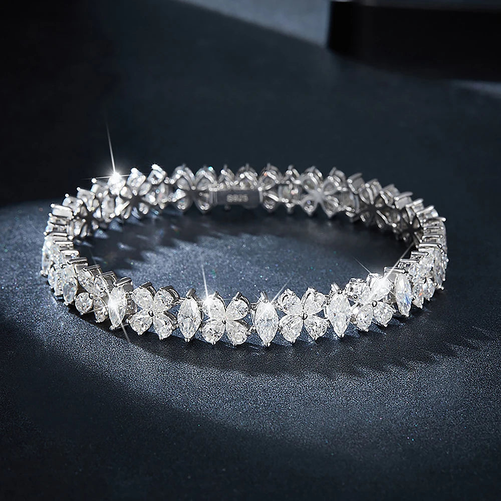 Women's S9225 Moissanite Mixed Marquise Butterfly-Shape Diamond Bracelet