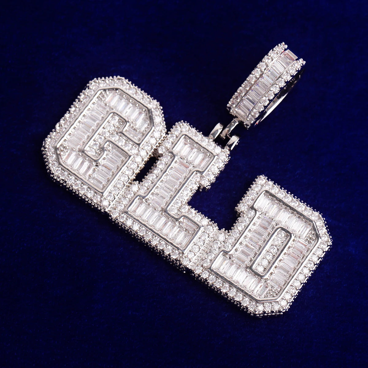 Custom University Font Baguette Layer Letter Pendant - Icedgame & Co