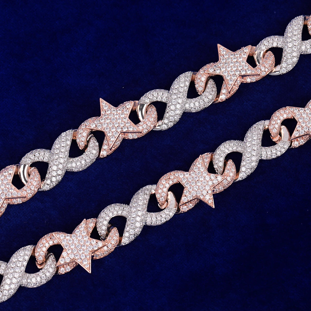 20mm Iced Star Infinity Linked Diamond Eye Necklace