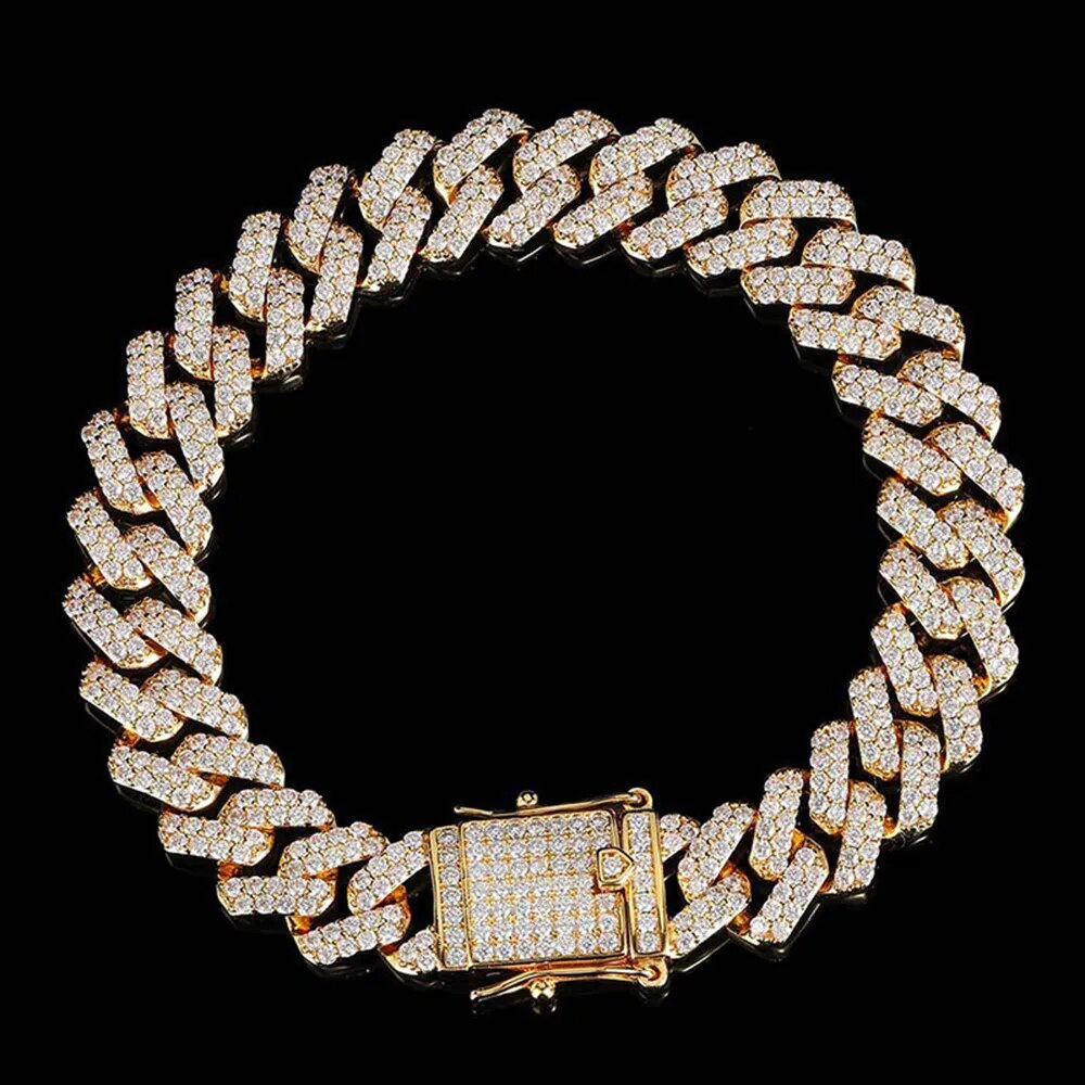 12mm Icey 2 Rows Miami Prong Cuban Link Bracelet (Open Box Clasp)