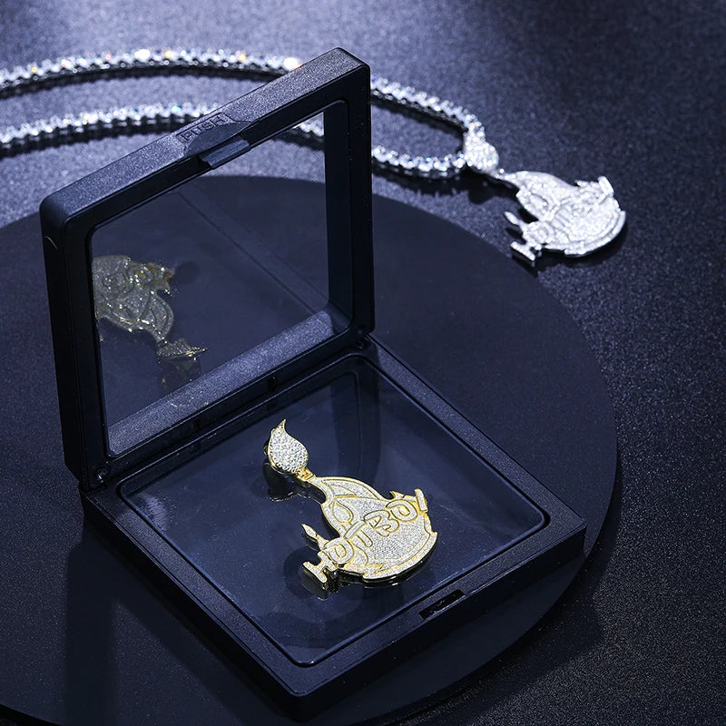 New S925 Hot Boy Flame Cross Moissanite Diamond Pendant Necklace
