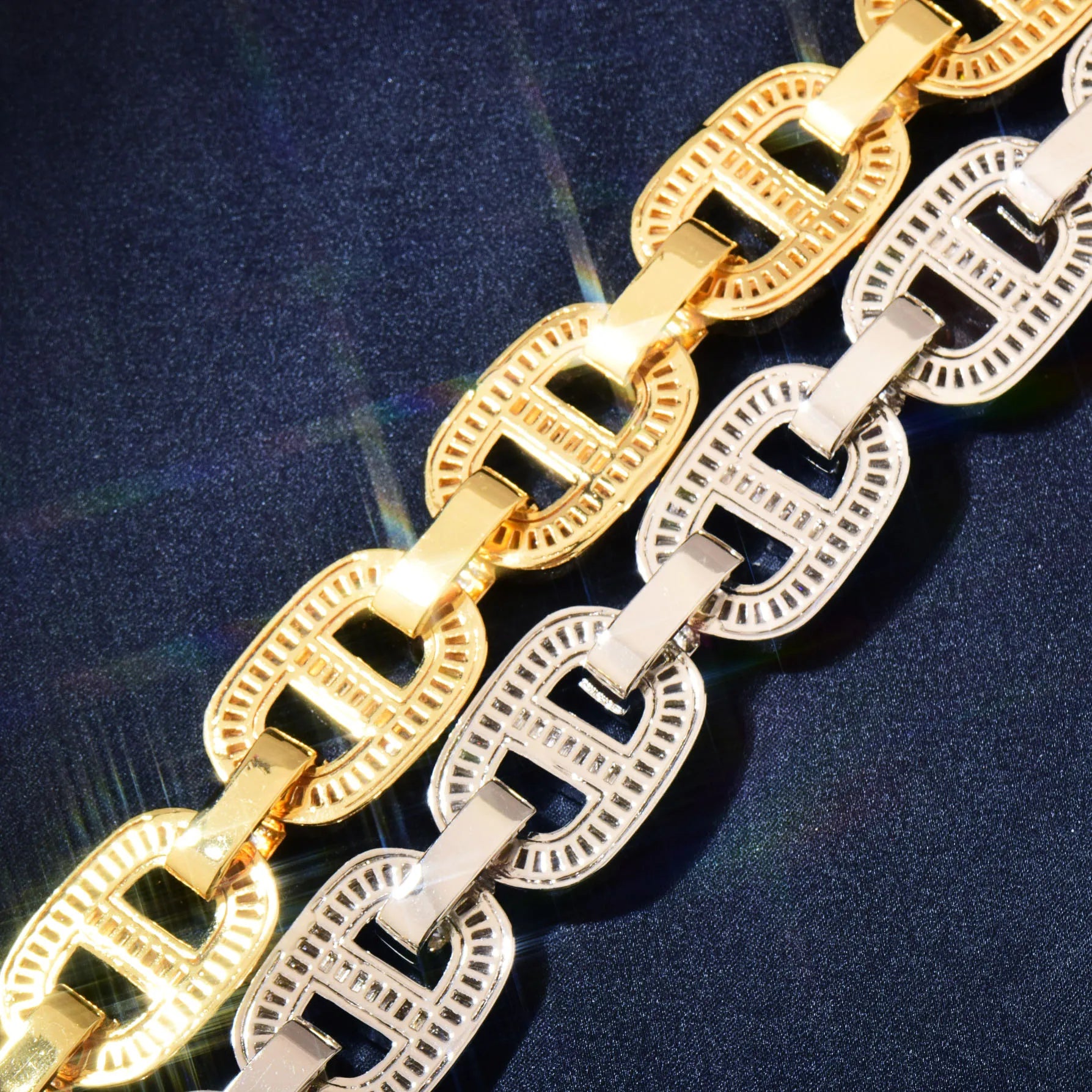 Baguette Mariner Link Chain Necklace - 18MM - Icedgame & Co