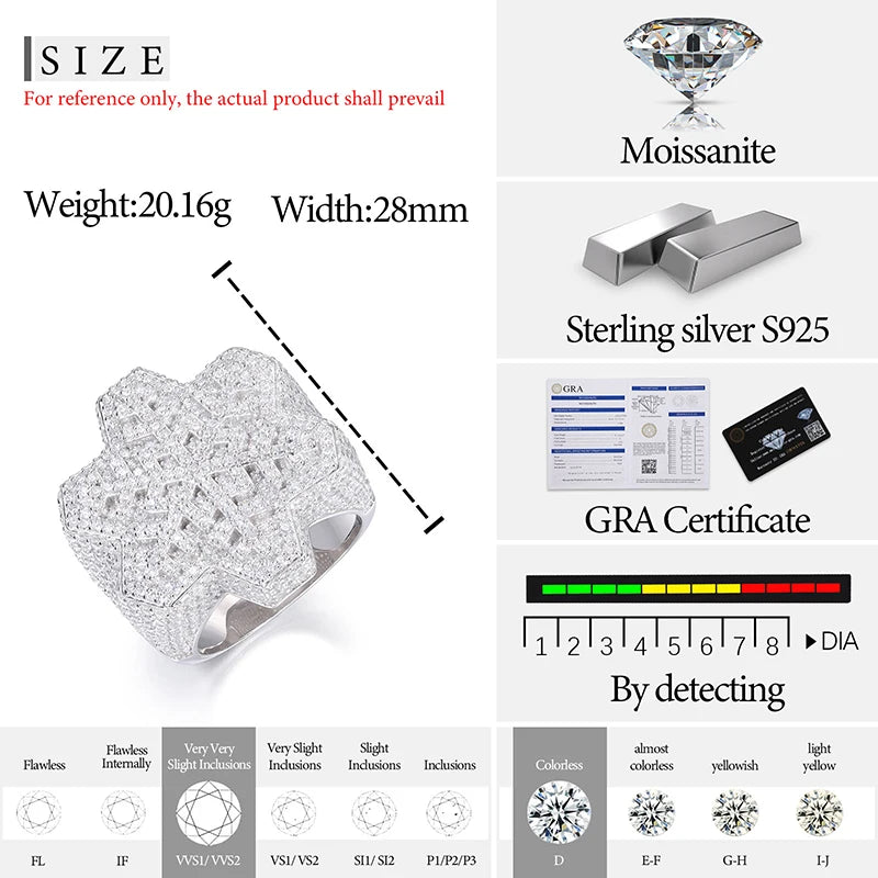 S925 Moissanite Snowflake Diamond Ring - Icedgame & Co