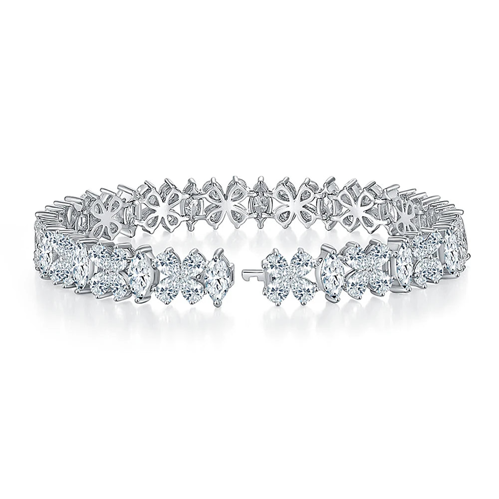 Women's S9225 Moissanite Mixed Marquise Butterfly-Shape Diamond Bracelet