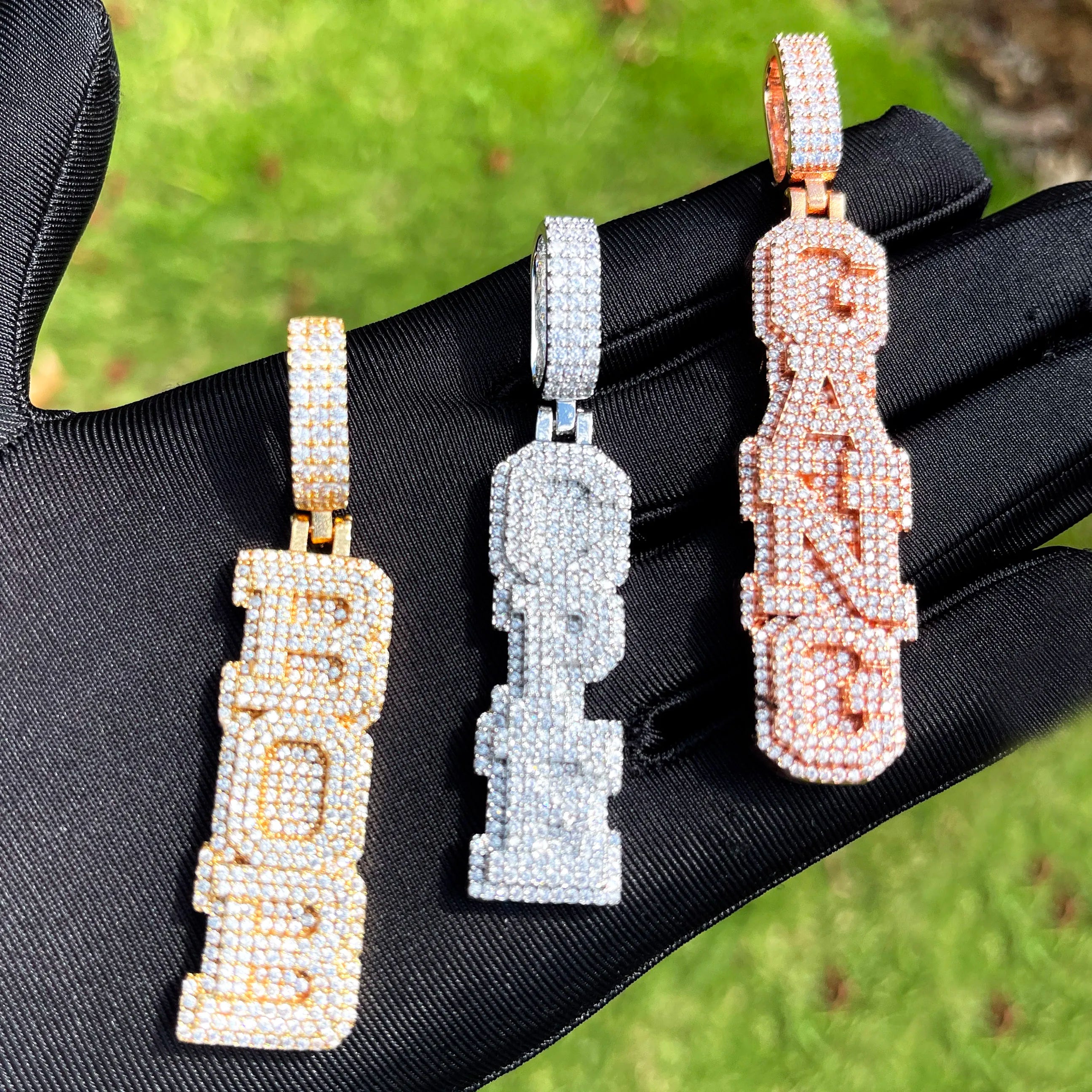 Iced Out Custom Vertical University Letter Pendant - Icedgame & Co