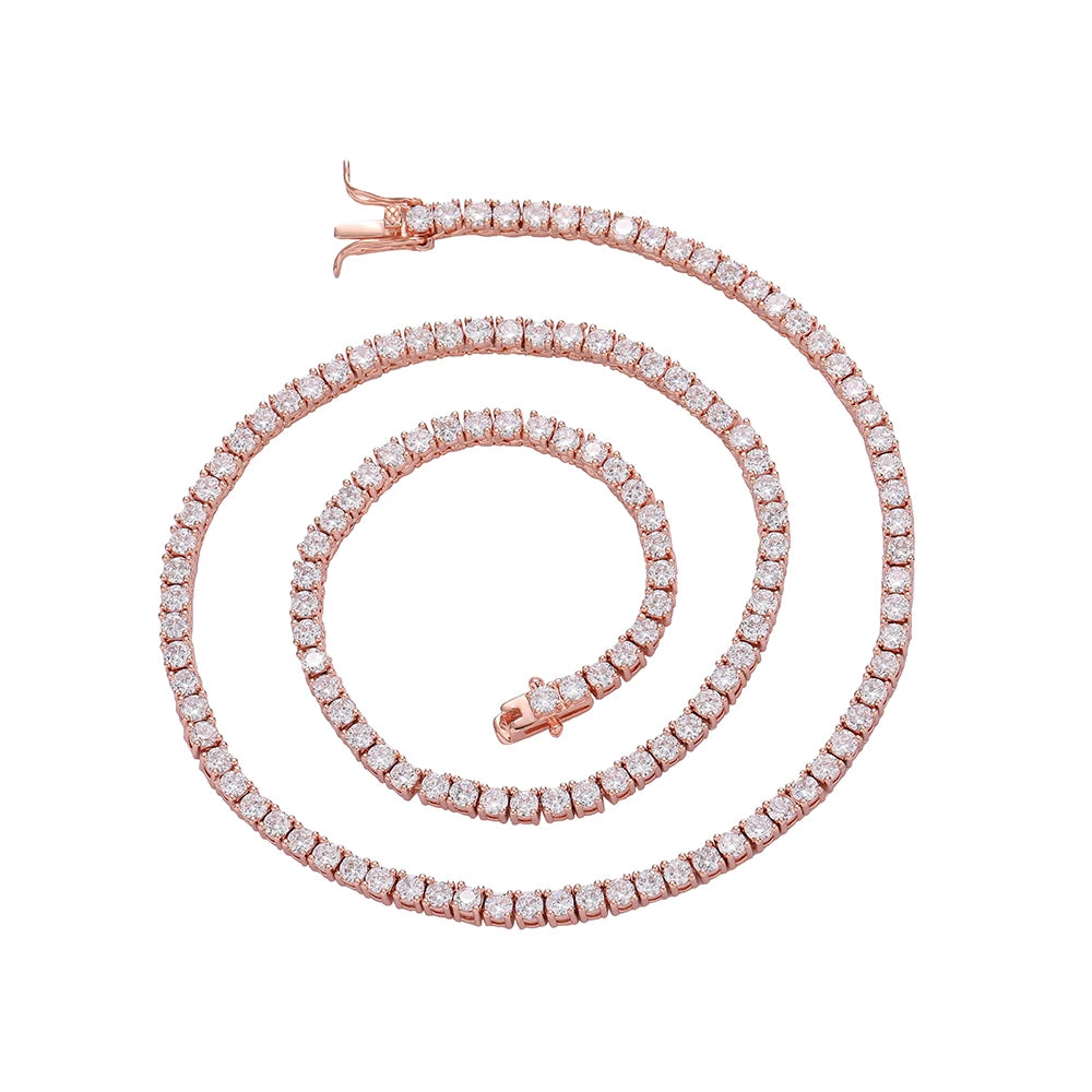 Rose Gold Tennis Necklace - 3MM